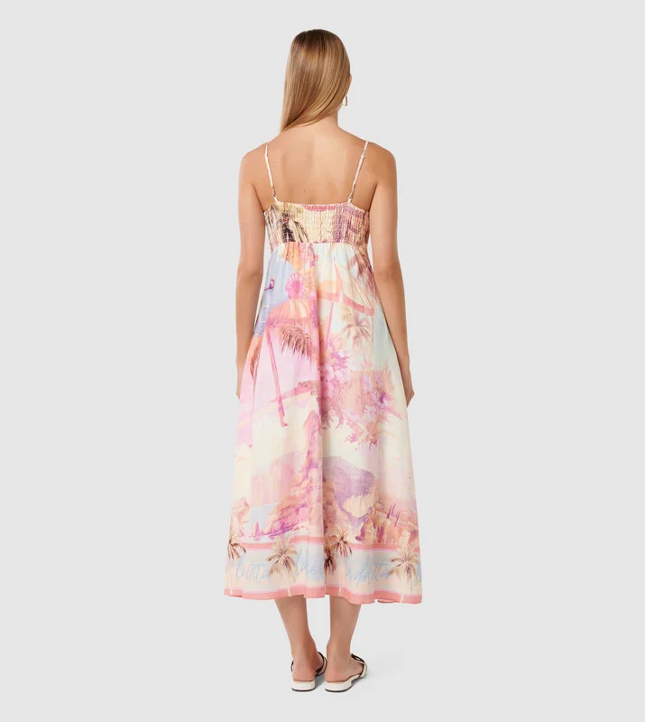 forever new  JOANNE Printed Linen Midi Dress for Women | Best Price UAE